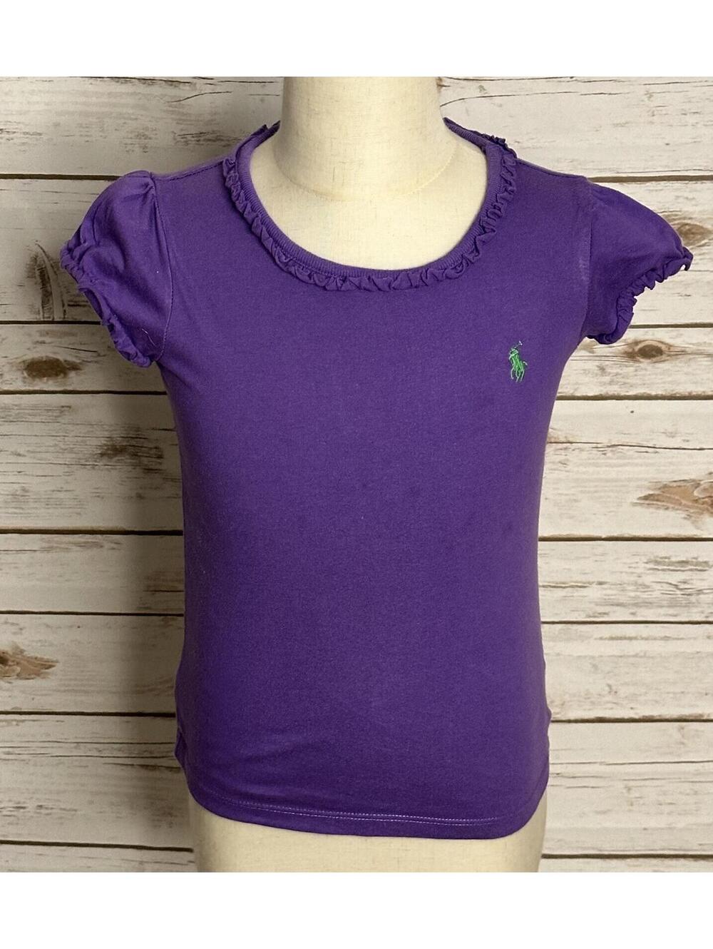 Ralph Lauren Girls cotton short sleeve t-shirt Size 4/4T purple classic preppy